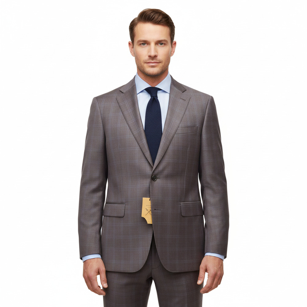 Strong Suit Blazer 46R Men’s 100% Reda Wool Super 130’s Italy Fabric Plaid Blue